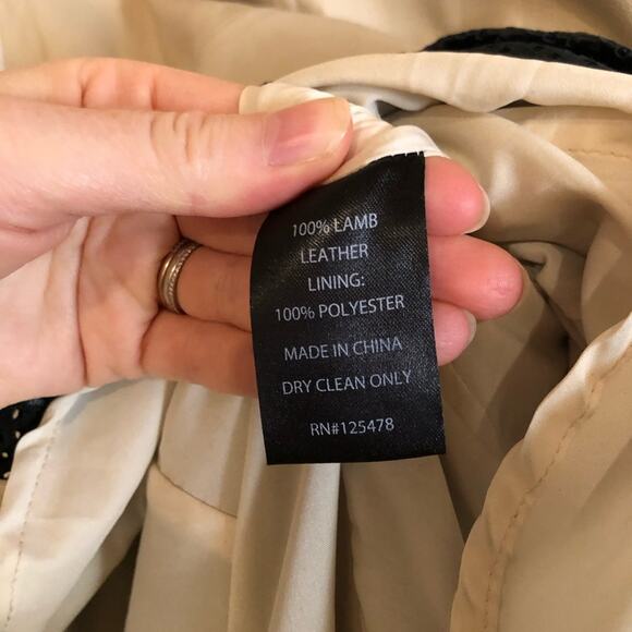 Ohne Titel Lamb Leather Fit & Flare Beige and Black Dress - Picture 6 of 7